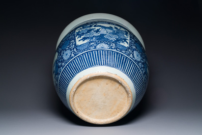A large Chinese blue and white fish bowl, JIaqing