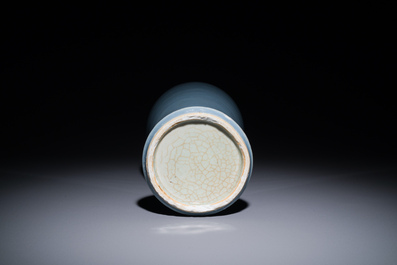 A Chinese monochrome clair-de-lune-glazed 'guanyin zun' vase, Kangxi