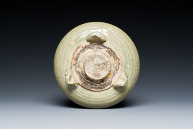 Two Chinese Longquan celadon tripod censers, Ming