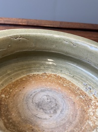 Two Chinese Longquan celadon tripod censers, Ming