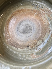 Two Chinese Longquan celadon tripod censers, Ming