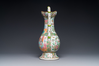 A rare large Chinese Canton famille rose ewer, 19th C.