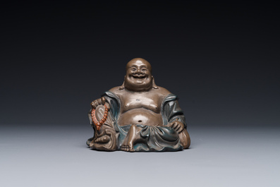 Figure de bouddha en laque de Foochow ou Fuzhou au socle, Chine, ca. 1900