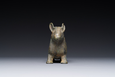 A rare Chinese bronze ritual vessel in the form of a tapir in Eastern Zhou-style, Warring States period