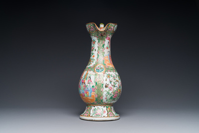 A rare large Chinese Canton famille rose ewer, 19th C.