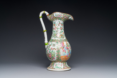 A rare large Chinese Canton famille rose ewer, 19th C.