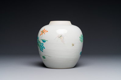 A fine Chinese famille rose 'mandarin duck and lotus' ginger jar, Yongzheng