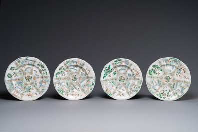 Rare service en porcelaine de KPM &agrave; d&eacute;cor famille verte de Canton, Chine et Allemagne, 19&egrave;me