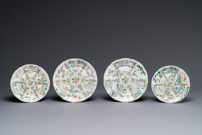 Rare service en porcelaine de KPM &agrave; d&eacute;cor famille verte de Canton, Chine et Allemagne, 19&egrave;me