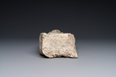 A stone sculpture of a man with the Freemasonry logo, probably France, 18th C.