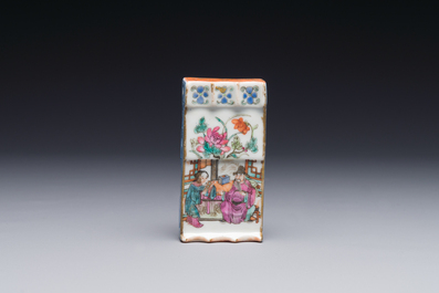 A Chinese famille rose brush rest, 19th C.