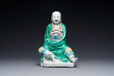 A Chinese wucai figure of Zhen Wu, Ming