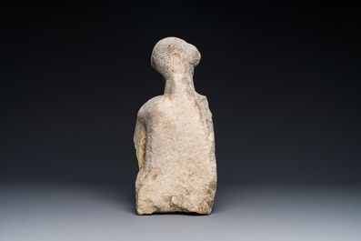 A stone sculpture of a man with the Freemasonry logo, probably France, 18th C.