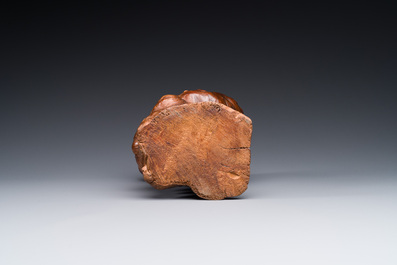 A Chinese burl wood sculpture in the shape of 'gongshi or 'scholar's rocks', 19th C.