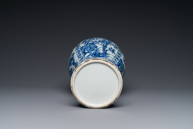 A Chinese blue and white baluster vase with floral design, Kangxi