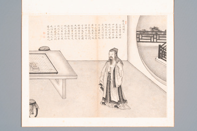 Ecole chinoise: Treize oeuvres diverses, encre et couleur sur papier et soie, sign&eacute;es Xiaocun 晓邨 et Futing 富廷, 19/20&egrave;me