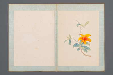 Chinese school: Seven works with birds and flowers, ink and colour on silk, signed Jinghan 景涵, 19/20th C.