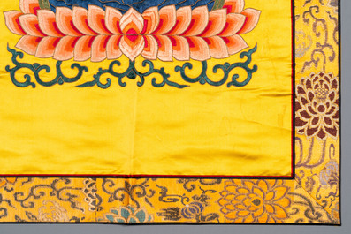 Three Chinese embroidered silk cloths with figural designs, 19/20th C.