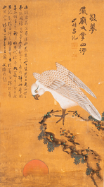 Navolger van Lu Ji 呂紀 (1439-1505): 'Adelaar en zonsopgang', inkt en kleur op zijde, Ming of later