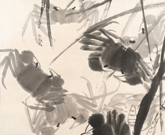 Qi Baishi 齊白石 (1864-1957): 'Crabes et herbes flottantes', encre sur papier