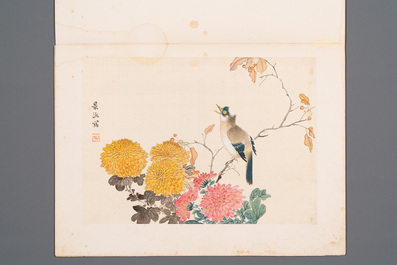 Chinese school: Seven works with birds and flowers, ink and colour on silk, signed Jinghan 景涵, 19/20th C.