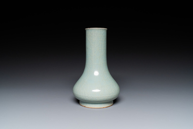 A Chinese Longquan celadon bottle vase, Song/Ming