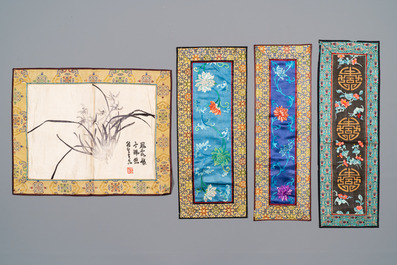 A group of eight pieces of Chinese embroidered silk, 19/20th C.