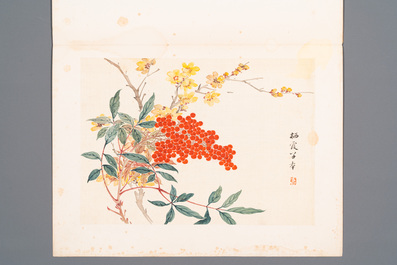 Chinese school: Seven works with birds and flowers, ink and colour on silk, signed Jinghan 景涵, 19/20th C.