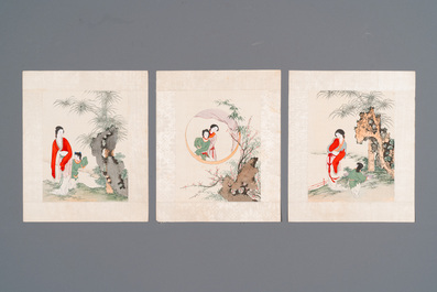 Ecole chinoise: Treize oeuvres diverses, encre et couleur sur papier et soie, sign&eacute;es Xiaocun 晓邨 et Futing 富廷, 19/20&egrave;me