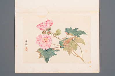 Chinese school: Seven works with birds and flowers, ink and colour on silk, signed Jinghan 景涵, 19/20th C.