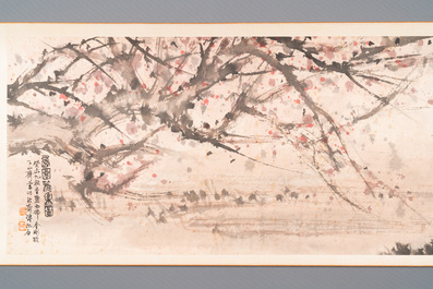 Fu Baoshi 傅抱石 (1904-1965): 'literati-bijeenkomst', inkt en kleur op papier, gedateerd 1943