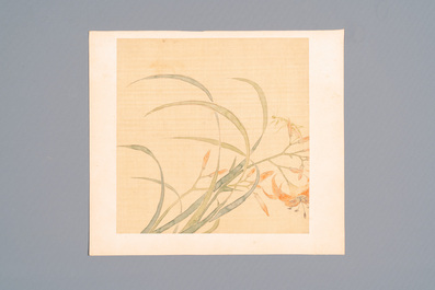 Chinese school: Five various works with landscapes and flowers, ink and colours on silk, signed Zizhou 子帚, 19/20th C.