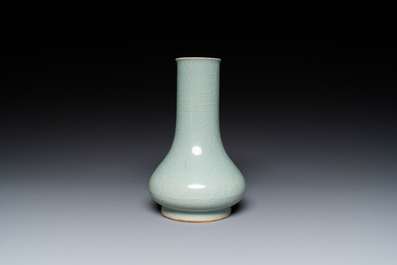 A Chinese Longquan celadon bottle vase, Song/Ming
