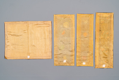 A group of eight pieces of Chinese embroidered silk, 19/20th C.