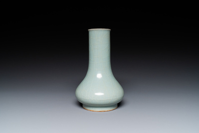 A Chinese Longquan celadon bottle vase, Song/Ming