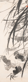 Qi Baishi 齊白石 (1864-1957), 'Krabben en drijvende grassen', inkt op papier