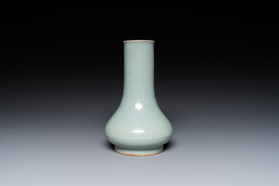 A Chinese Longquan celadon bottle vase, Song/Ming