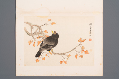 Chinese school: Seven works with birds and flowers, ink and colour on silk, signed Jinghan 景涵, 19/20th C.