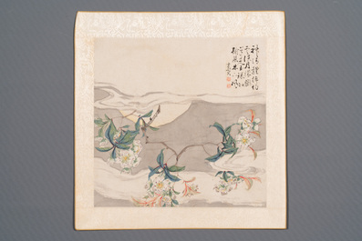 Chinese school: Six works with birds, flowers and fruits, ink and colour on paper, 19/20th C.