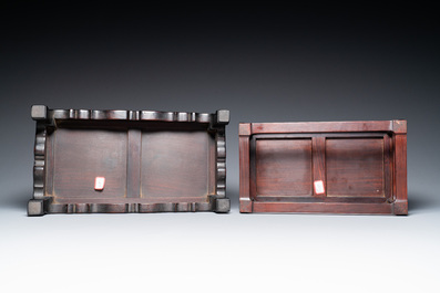 Three Chinese zitan wooden tables, 19/20th C.