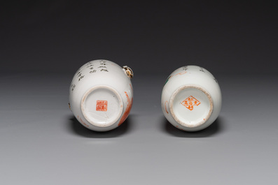 A varied collection of Chinese qianjiang cai and iron-red-decorated porcelain, signed Liu Shuntai 劉順太, 19/20th C.
