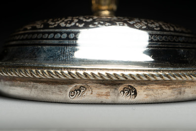 An Ottoman parcel-gilt niello silver vessel and cover, Turkey, period of Sultan Abdulhamid II (1876-1909)