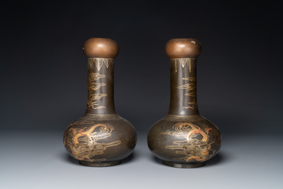 Seven Chinese Foochow or Fuzhou lacquerware vases, various marks, 19/20th C.