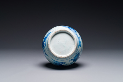 A Chinese blue and white 'sages' bottle vase, Transitional period