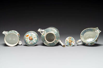 A rare Chinese Canton famille verte 27-piece tea service, 19th C.