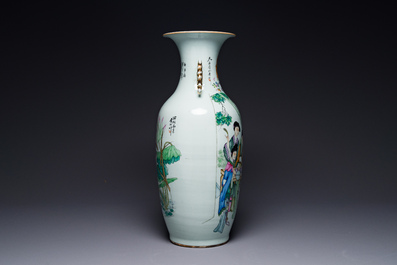 Vase en porcelaine de Chine famille rose, sign&eacute; Yu Zhao 余钊, 19/20&egrave;me