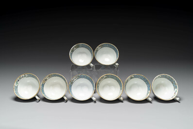 A rare Chinese Canton famille verte 27-piece tea service, 19th C.