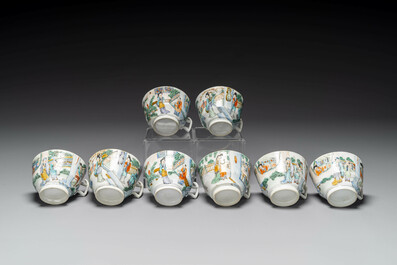 A rare Chinese Canton famille verte 27-piece tea service, 19th C.