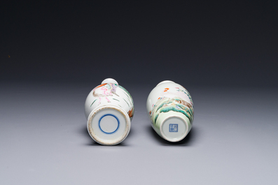 Two Chinese famille rose vase, Ju Ren Tang 居仁堂 mark, 19/20th C.