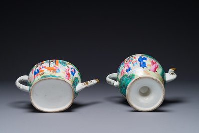 Two fine Chinese Canton famille rose teapots, 19th C.